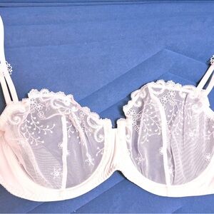 Simone Perele Delice Sheer Lace Bra Ivory Embroidered Demi Luxury